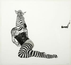 DE WET Bevan 1985,TWO ZEBRAS PASSING IN THE NIGHT,2012,Stephan Welz ZA 2014-05-06