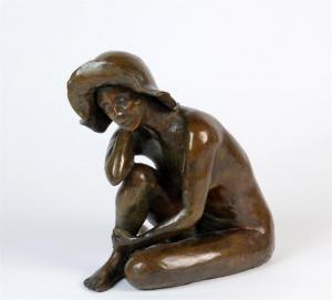 DE WILLIENCOURT GUILLEMETTE 1961,Femme nue assise, portant un chapeau,Libert FR 2018-03-22