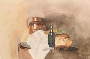 de WINT Peter,Still life with pitcher, bottle, bread, knife and ,Woolley & Wallis 2024-03-06
