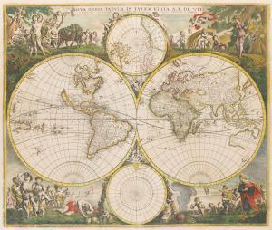DE WIT Frederik 1630-1706,Nova Orbis Tabula In Lucem Edita, hemispherical wo,Desa Unicum 2021-01-26