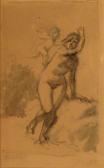 de WITTE Adrien 1850-1935,Femme et angelot,1910,Lhomme BE 2012-05-12