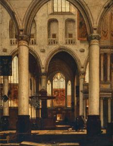 de WITTE Emanuel,An interior of a Protestant Gothic church,19th Century,Palais Dorotheum 2023-10-25