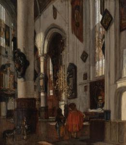 de WITTE Emanuel 1617-1692,Interior of a Gothic Church with Figures,1689,Sotheby's GB 2024-02-01