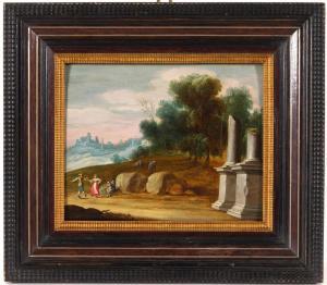 de WITTE Gaspar 1624-1681,Paesaggio con contadini e rovine,Cambi IT 2024-04-17