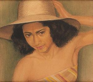 de WITTE Marthe 1893-1976,Jeune fille au chapeau,Horta BE 2021-11-15