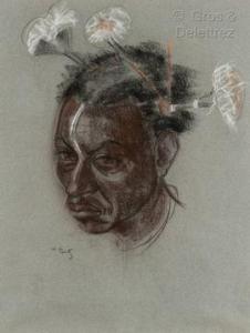 de WITTE Marthe,Portrait de Mwana, Tshemde de la cheferie Akalumba,1953,Gros-Delettrez 2021-06-28