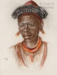 de WITTE Marthe 1893-1976,Portrait de Wungoyo de la tribu Myoupende,1953,Gros-Delettrez 2021-06-28