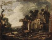 de WITTE Pieter II 1617-1667,Rovine classiche in paesaggio collinare con veduta,Finarte 2006-03-05