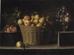 de ZURBARAN Juan 1620-1649,Apples in a wicker basket,Christie's GB 2012-07-03