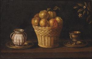 de ZURBARAN Juan,Still life with a basket of peaches, a pomegranate,Subastas Segre 2019-09-18