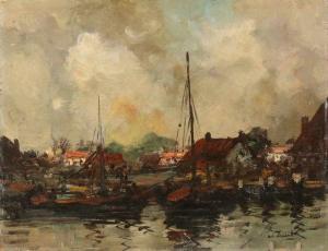 de ZWART Pieter 1880-1967,Fishing port,1940,Twents Veilinghuis NL 2019-10-04