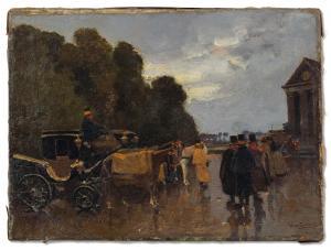 de ZWART Willem 1862-1931,Carriages with waiting drivers near the railway st,Christie's 2022-10-05