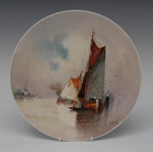 DEAN J.E,Dutch canal, with boats and windmills,Bamfords Auctioneers and Valuers GB 2016-04-13