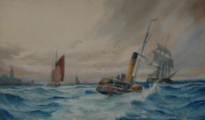 DEAN William Edwin Jemes,Tug Boat in Choppy Seas,Bamfords Auctioneers and Valuers GB 2016-04-13
