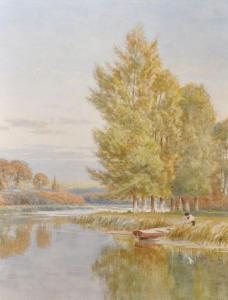 DEARLE John Hales 1852-1895,The Avon at Woodford Near Salisbury,John Nicholson GB 2018-02-28