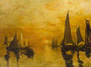 DEARTH Henry Golden 1864-1918,Sailboats at sunset,John Moran Auctioneers US 2019-06-23