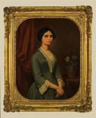 DEBELLE Alexandre 1805-1897,Portrait de femme à la robe bleue,1850,Boisgirard - Antonini 2019-11-14