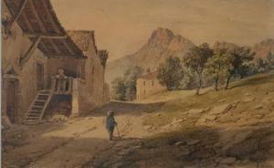 DEBELLE Alexandre 1805-1897,Promeneur sur un chemin devant une ferme,Sadde FR 2021-12-07