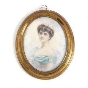 DEBILLEMONT CHARDON Gabrielle 1860-1957,Miniature portrait of a distinguished ,1905,Bruun Rasmussen 2019-08-19