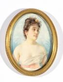 DEBILLEMONT CHARDON Gabrielle 1860-1957,Portait en buste de jeune femme une broche or,Art Richelieu 2018-05-04