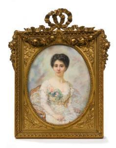 DEBILLEMONT CHARDON Gabrielle,Portrait de jeune femme,1909,Hotel des ventes Giraudeau 2021-02-13