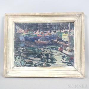 DEBONNET Maurice 1871-1946,Dockside Vessels,Skinner US 2018-07-24