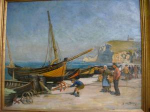 DEBRAY G 1900-1900,Pêcheurs sur la plaged'Yport Huile sur toile signé,Alliance Encheres 2008-12-01