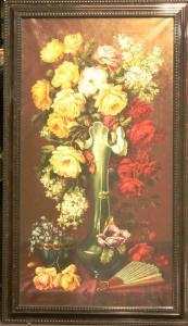 DEBURGES 1800-1900,Blütenstillleben mit Fächer,Eppli Auktionen DE 2008-02-02