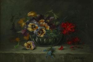DEBURGES 1800-1900,Blumenstilleben mit Veilchen und Vergiss-mein-nicht,Von Zengen DE 2009-03-27