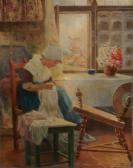 DEBUT Jean Didier 1824-1893,Woman Sewing,Hindman US 2008-09-07