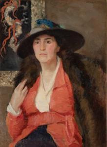 DeCAMP Joseph Rodefer 1858-1923,Portrait of a Lady with a Fur Shawl,William Doyle US 2024-02-01