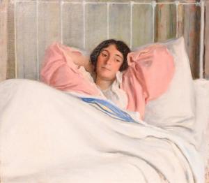 DeCAMP Joseph Rodefer 1858-1923,Portrait of Edith Baker De Camp, the artist's wife,Nadeau 2024-01-01