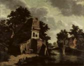 DECKER Cornelis Gerritsz,A house in a wooded river landscape with a washerw,Christie's 2007-05-09