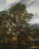 DECKER Cornelis Gerritsz 1625-1678,Paesaggio boschivo con un mulino e varie figure,Palais Dorotheum 2009-10-06