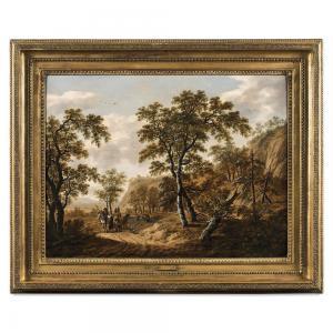 DECKER Cornelis Gerritsz 1625-1678,PAYSAGE DE FORÊT AVEC GENTILSHOMMES,Tajan FR 2023-12-13