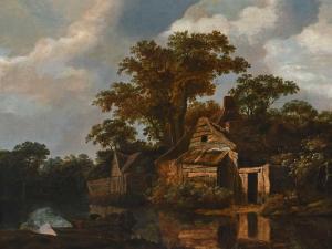 DECKER Cornelis Gerritsz,River landscape with a fisherman by a cottage,Woolley & Wallis 2023-09-05