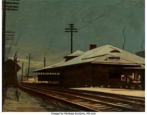 DECKER John 1895-1947,The Depot (Small Town Railway Station),1944,Heritage US 2022-09-08