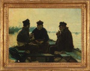 DECKER Joseph 1853-1924,Men on a Boat,Neal Auction Company US 2021-03-04