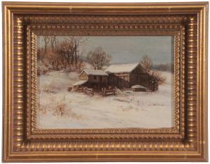 DECKER Robert Melvin 1847-1921,Barn in Snowy Landscape,Brunk Auctions US 2015-07-16