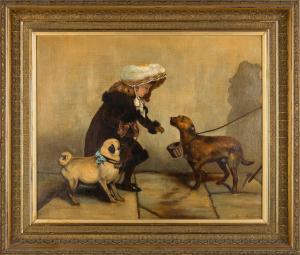 DECOUDRESS L. M,Girl with dogs,1884,Cottone US 2016-11-12
