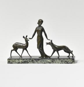 DECOUX Michel 1837-1924,Le loup et la biche séparés par une nymphe drapée,Osenat FR 2023-06-17