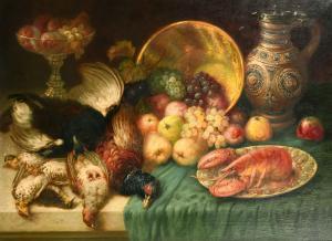 DEDERICHS Josef,A still life of mixed fruit, dead game and a lobst,John Nicholson 2022-12-21