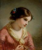 DEDREUX DORCY Pierre Joseph,Portrait of a girl with flowers in her hair,1847,Christie's 2007-02-06