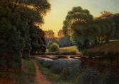 DEFONTAINE Rodolphe 1879-1981,Vue d'un lac au coucher du soleil,Aguttes FR 2013-10-16