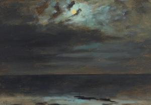 DeFOREST Lockwood,Moon Setting Over Pacific Shoals and Full Moon – C,1915,Bonhams 2022-12-02