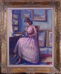 DEFROYENNES Edmond 1896-1977,Jeune femme à la lecture,Monsantic BE 2021-12-05