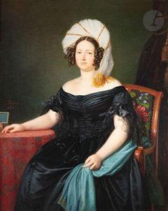 DEGEORGE Christophe Thomas 1786-1854,Portrait de femme au turban,1838,Ader FR 2022-05-23