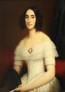 DEGEORGE Christophe Thomas 1786-1854,Portrait de jeune femme au médaillon,Labarbe FR 2017-06-24