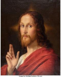 DEGER Ernst 1809-1885,Christ blessing (self-portrait),1859,Heritage US 2022-12-08