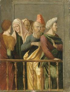 DEGLI ERRI Bartolomeo 1430-1479,GROUPE DE PERSONNAGES PRÈS D'UNE BALUSTRADE,Sotheby's GB 2015-06-17